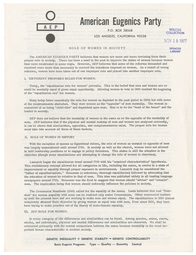 Item #14027 Role of Women in Society