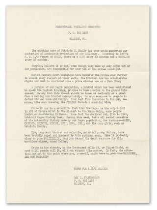 A racist flyer from the Pennsylvania Vigilance Committee. Roy E. Frankhouser.
