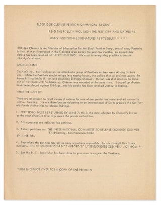 Item #14254 Eldridge Cleaver Petition Campaign