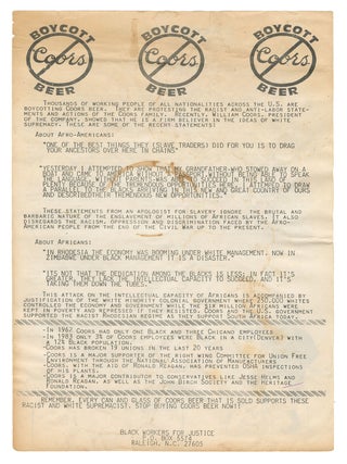 Item #14269 Boycott Coors Beer flyer