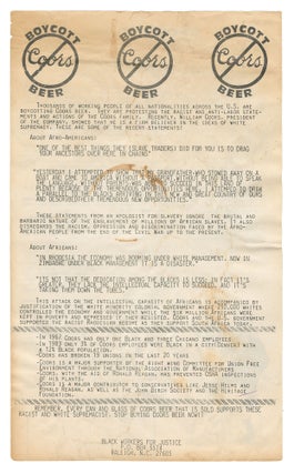 Item #14269 Boycott Coors Beer flyer