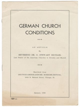 German Church Conditions. Reverend Dr. O. Stewart Michael.