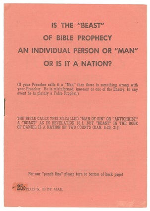 Item #14632 Is the "Beast" of Bible Prophecy An Individual Person or "Man" Or...