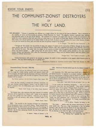 Item #14766 The Communist-Zionist Destroyers of the Holy Land (Know Your Enemy II). Borge Jensen