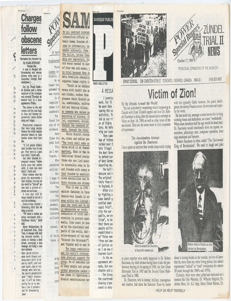 Item #14829 A small collection of newsletters from Samisdat Publishers. Ernst Zundel.