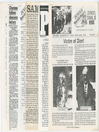 A small collection of newsletters from Samisdat Publishers. Ernst Zundel.