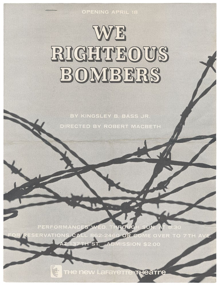 Item #14983 Two Black Arts Movement items affiliated with the New Lafayette Theatre: Promotional sheet for We Righteous Bombers [with] The Black Bird (A Parable) [broadside]. Kingsley B. Bass Jr., Marvin X., pseud. of Ed Bullins.