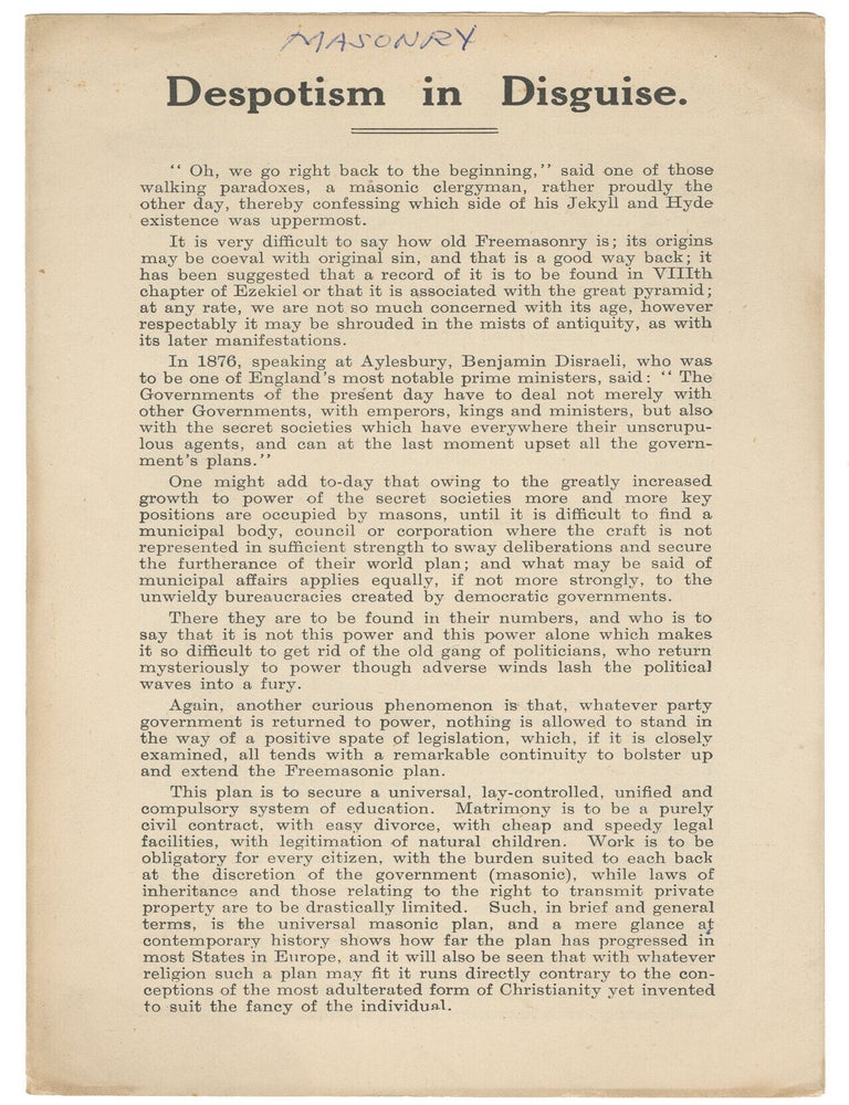 Item #14992 Despotism in Disguise