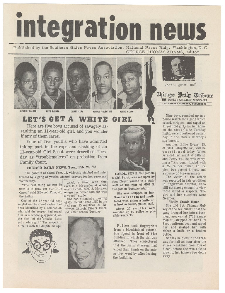 Item #14996 Integration News. George Thomas Adams, pseud. Eustace Mullins.
