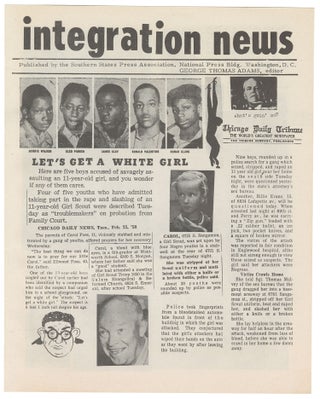 Item #14996 Integration News. George Thomas Adams, pseud. Eustace Mullins