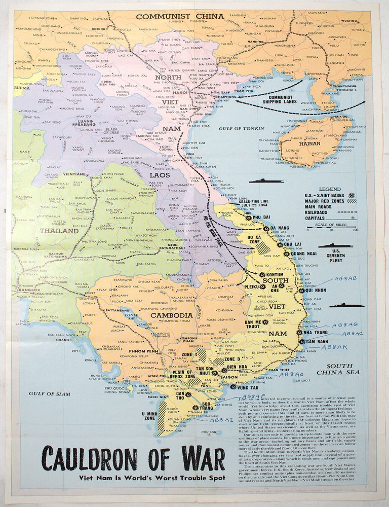 Item #15018 Cauldron of War. Viet Nam Is World's Worst Trouble Spot (map). Edwin L. Sundberg.