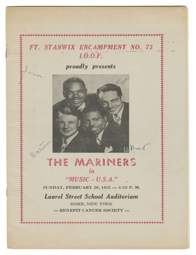Item #15019 [A program for a performance by the interracial pop/gospel group The Mariners] (signed)