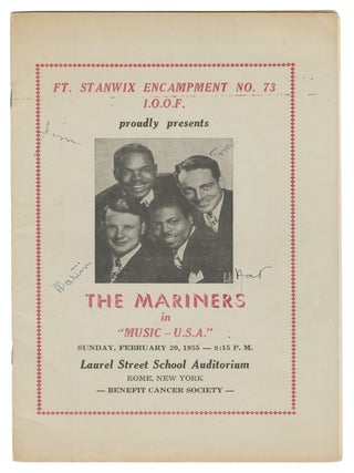 A program for a performance by the interracial pop/gospel group The Mariners] (signed