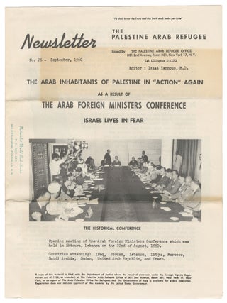 The Palestine Arab Refugee Newsletter, No. 26, September, 1960