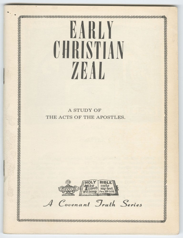 Item #15066 Early Christian Zeal: A Study of the Acts of the Apostles. W. G. Finlay.