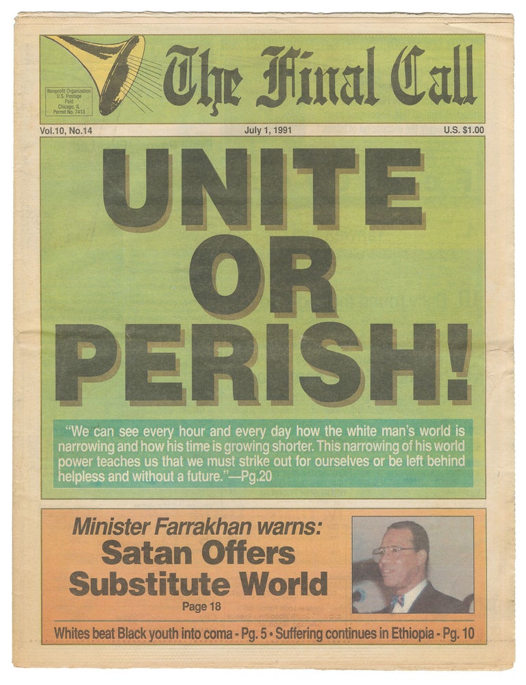Item #15093 The Final Call, Vol. 10, No. 14, July 1, 1991. Abdul Wali Muhammad.