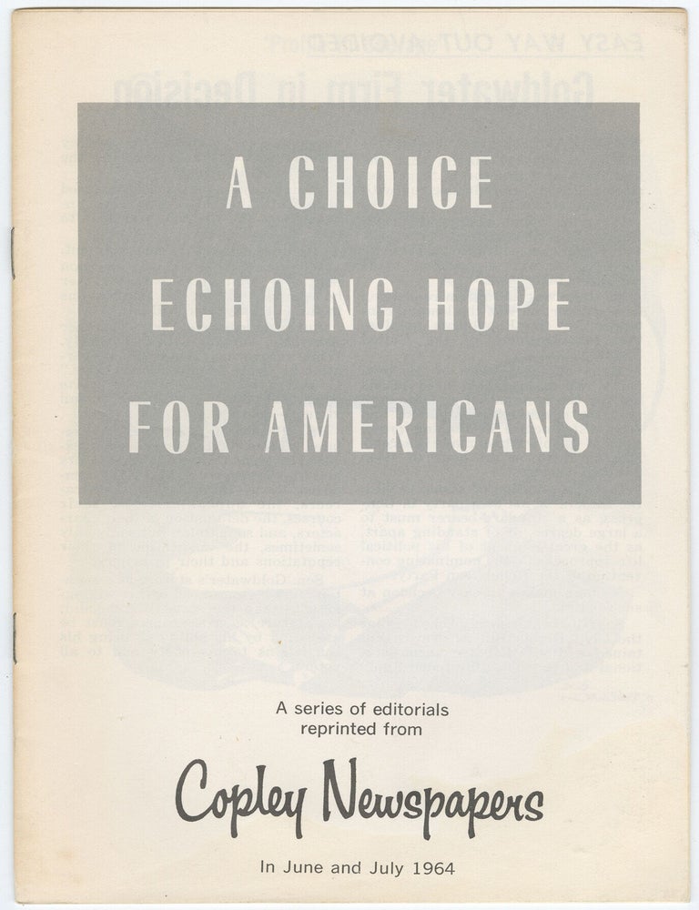 Item #15137 A Choice Echoing Hope for Americans. James F. Copley.