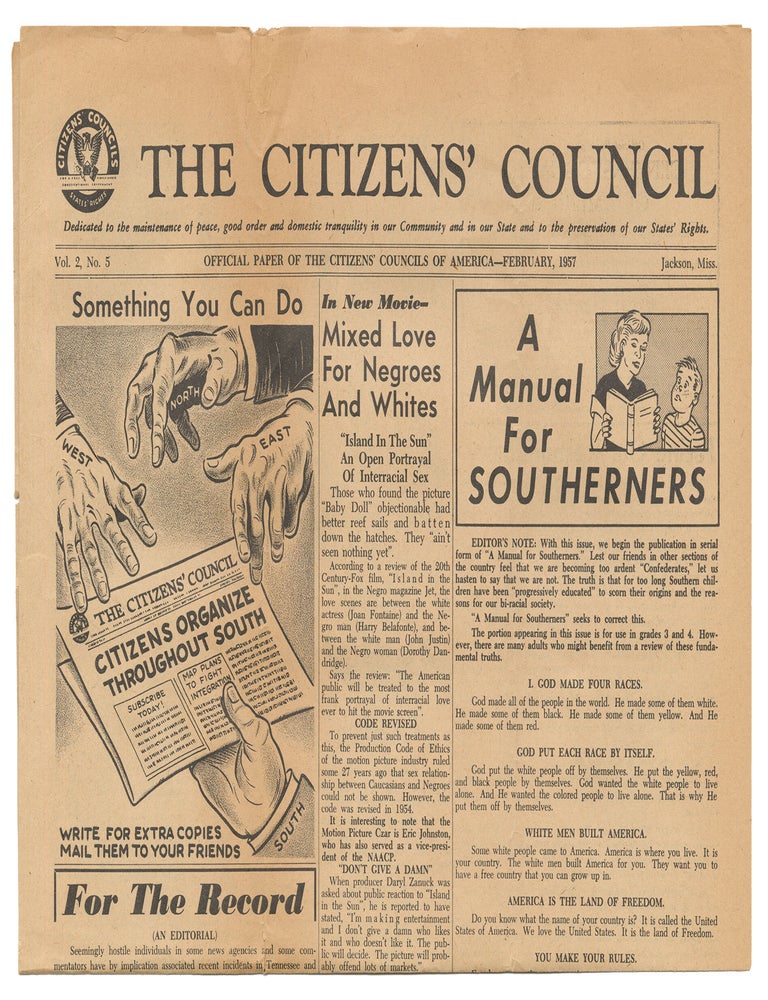 Item #15160 The Citizens' Council, Vol. 2, No. 5. W. J. Simmons.