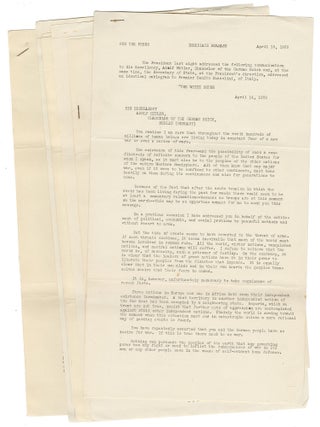 Ten White House press releases documenting Roosevelt&rsquo;s diplomatic efforts during the outbreak...