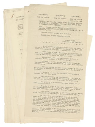Fourteen White House press releases documenting the closing days of Roosevelt&rsquo;s 1944...