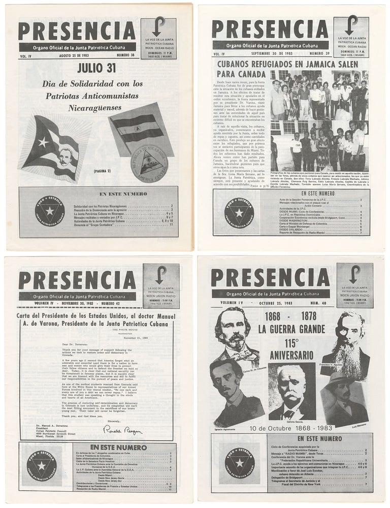 Item #15231 Presencia: &Oacute;rgano Oficial de la Junta Patri&oacute;tica Cubana. Vol. IV, nos. 38&ndash;40 and 42