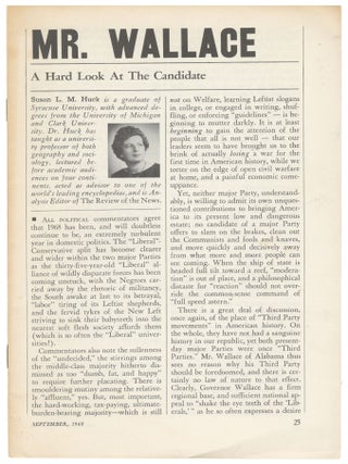 Item #15251 Mr. Wallace, A Hard Look at the Candidate. Susan L. M. Huck