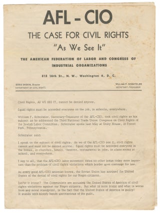 AFL-CIO. The Case for Civil Rights: &ldquo;As We See It&rdquo;