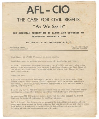 Item #15256 AFL-CIO. The Case for Civil Rights: “As We See It”