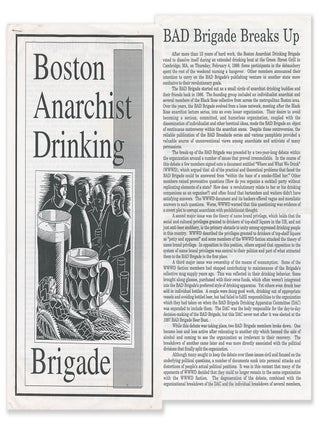 Item #15435 A collection of 18 Boston Anarchist Drinking Brigade broadsides, with the...