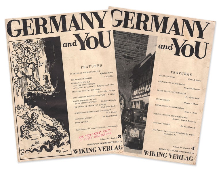 Item #8582 Germany and You, Vol. VI, Nos. 3-4 [two issues]. Franz Ludwig HABBEL.