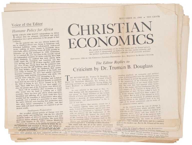 Item #8693 Christian Economics (36 issues). Howard E. KERSHNER.