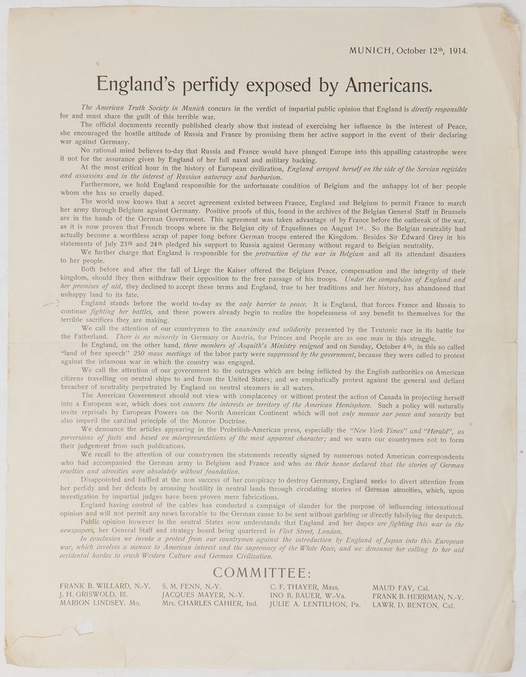 Item #8765 England's perfidy exposed by Americans. Committee.