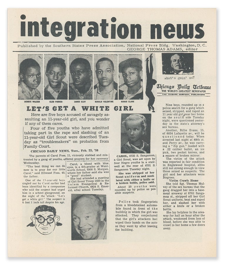 Item #8910 Integration News. George Thomas ADAMS, pseudonym Eustace Mullins.