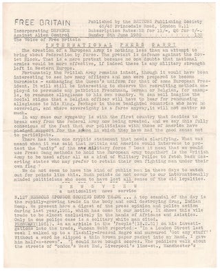 Item #8916 Free Britain, no. 130, Sunday 8th June, 1952. Anthony Gittens, contributor, Colin Jordan