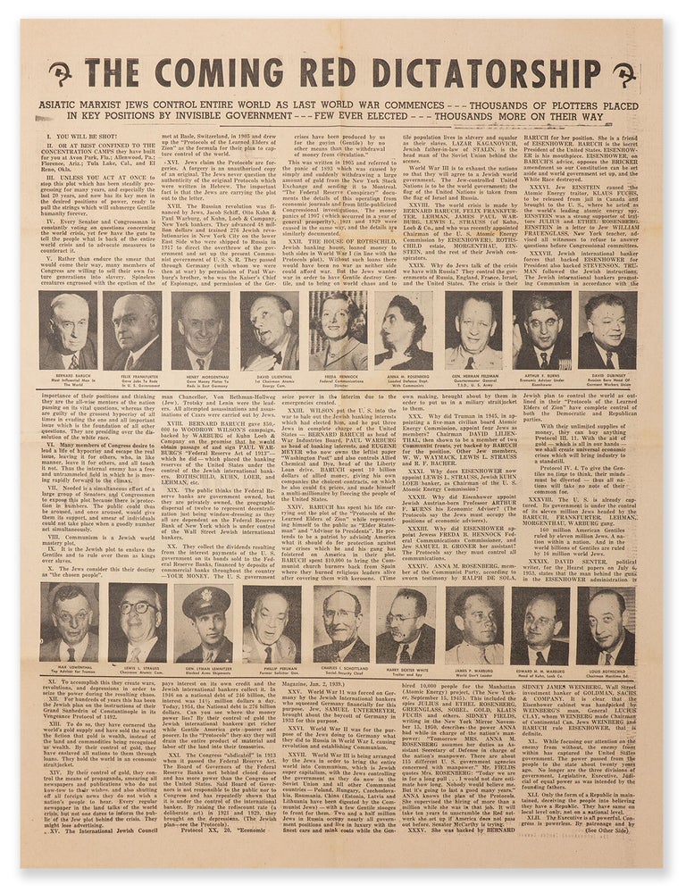 Item #9446 The Coming Red Dictatorship: Asiatic Marxist Jews Control Entire World As Last World War Commences. Thousands of Plotters Placed in Key Positions by Invisible Government. Few Were Ever Elected.