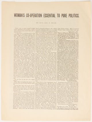 Item #9515 Woman's Co-operation Essential to Pure Politics. Hon. Geo. F. Hoar