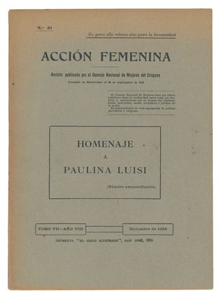Item #9761 Homenaje a Paulina Luisi (Acción Femenina, Tomo VII-Año VIII, No. 51