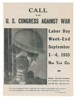 Item #9827 Call to the U.S. Congress Against War - Labor Day Week-End, September 1-4, 1933, New...