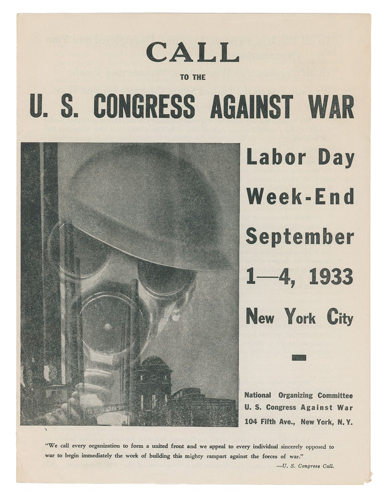 Item #9827 Call to the U.S. Congress Against War - Labor Day Week-End, September 1-4, 1933, New York City