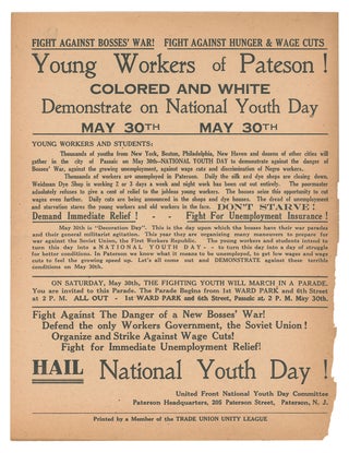 Item #9837 Young Workers of Pateson [sic]! Colored and White - Demonstrate on National Youth Day,...