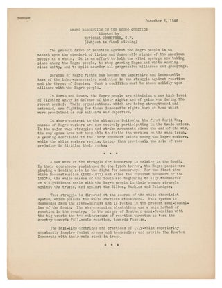 Item #9862 Draft Resolution on the Negro Question. C. P. National Committee