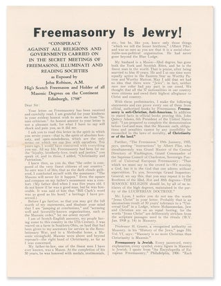 Item #9975 Freemasonry is Jewry! Lyrl Clark Van Hyning